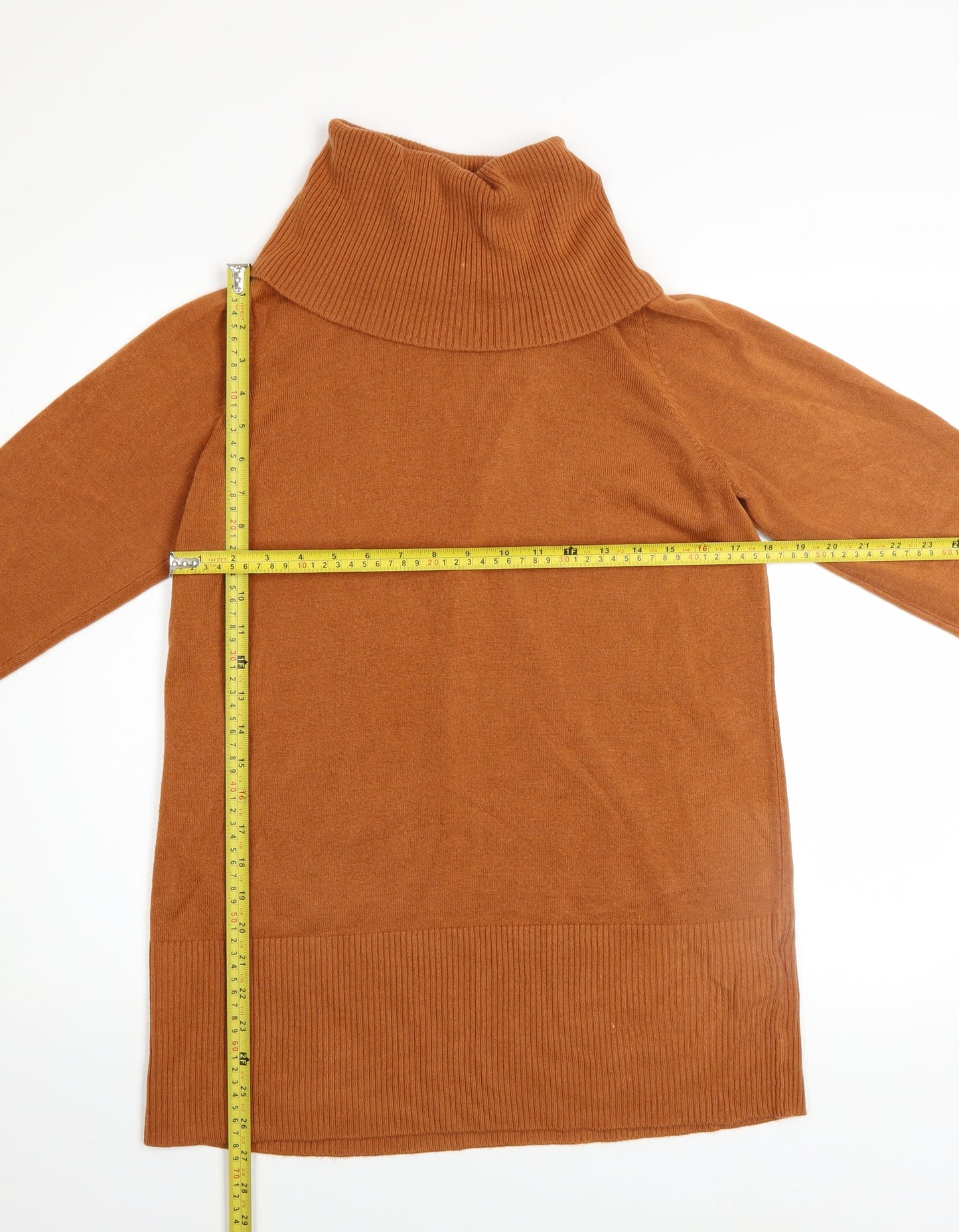 Marks and Spencer Womens Brown Size 14 Roll Neck Long Sleeve Jumper
