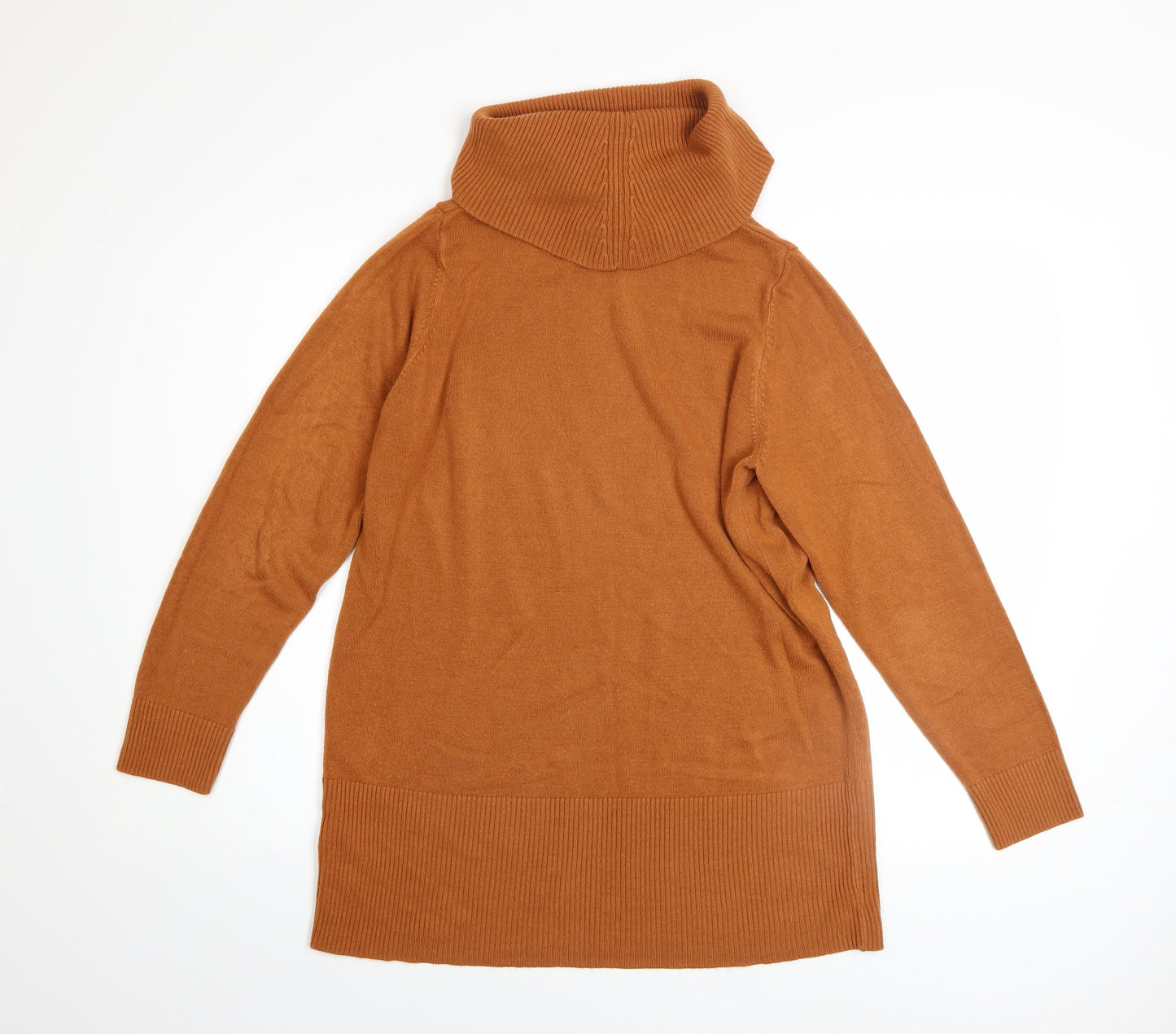 Marks and Spencer Womens Brown Size 14 Roll Neck Long Sleeve Jumper