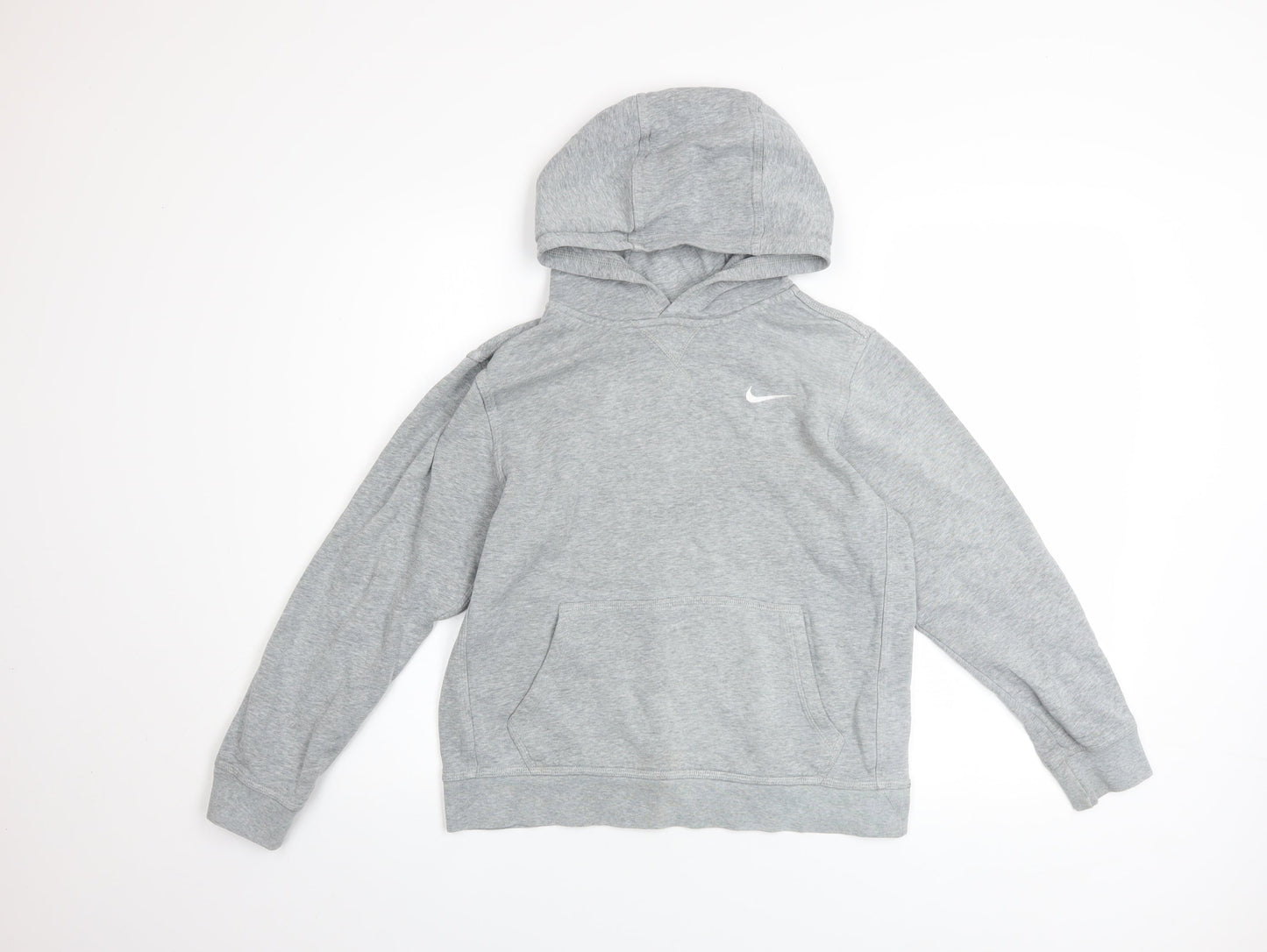 Nike Boys Grey Pullover Hoodie 12-13 Years Fleece Regular Fit