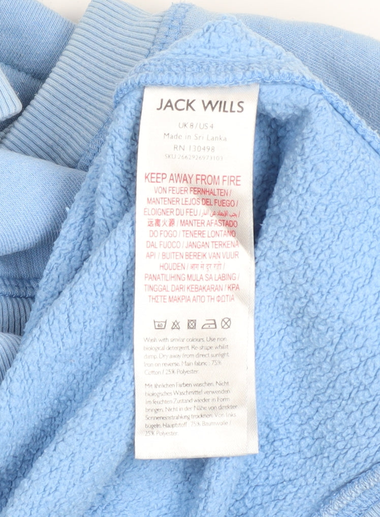 Jack Wills Women Blue Crew Neck Cotton Blend Sweatshirt UK 8