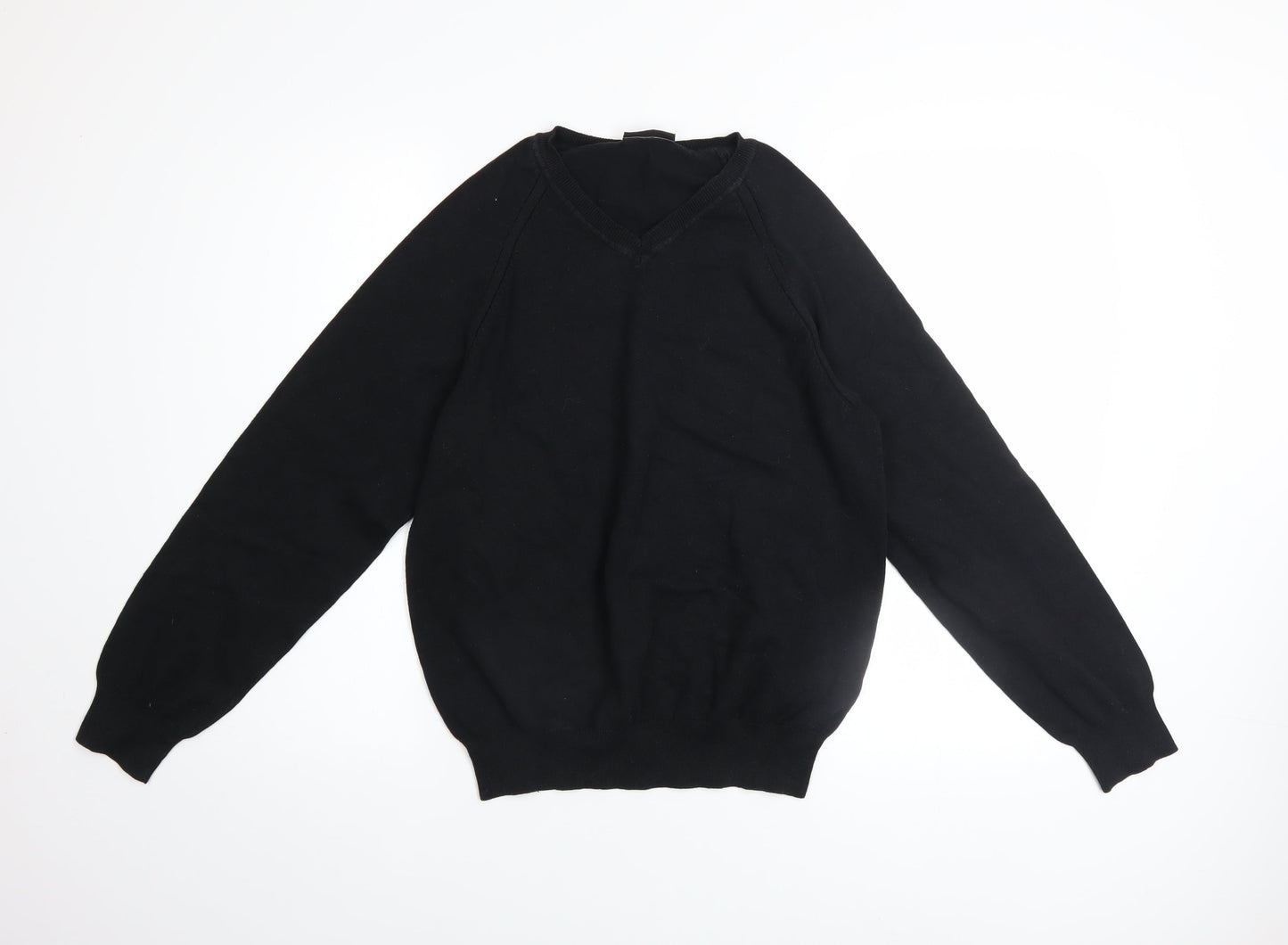 Burton Men's Black V-Neck Cotton Knit Pullover Jumper Size S