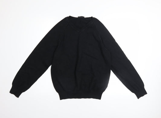 Burton Men's Black V-Neck Cotton Knit Pullover Jumper Size S