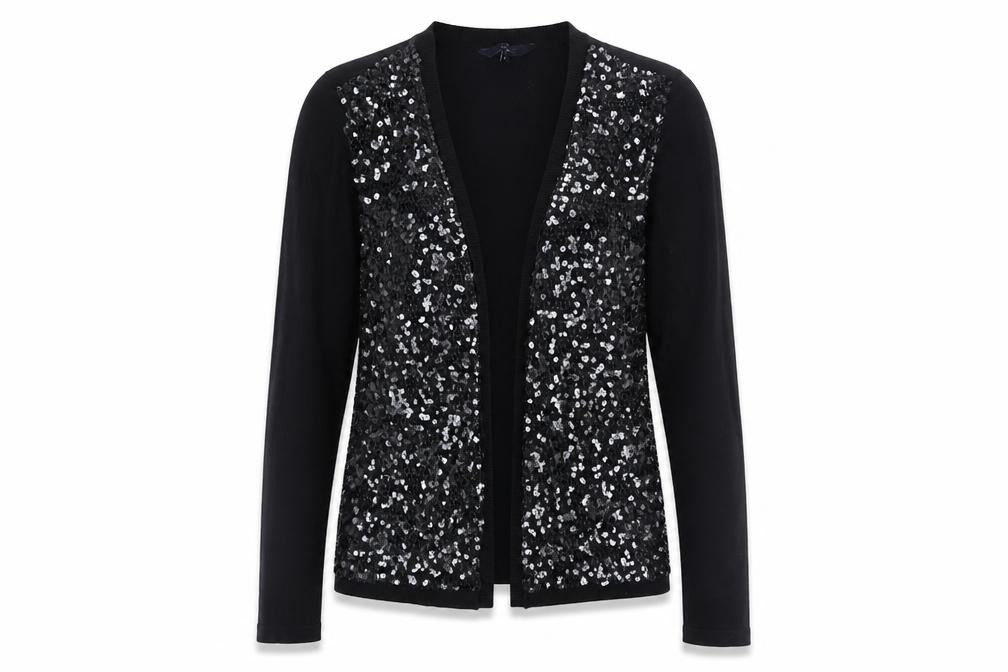 Jasper Conran Women's Black Sequin Cardigan L Viscose Nylon