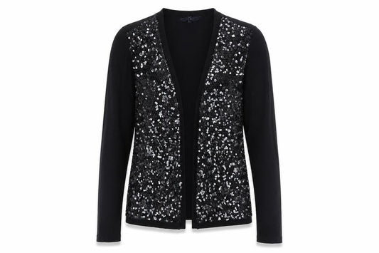 Jasper Conran Women's Black Sequin Cardigan L Viscose Nylon