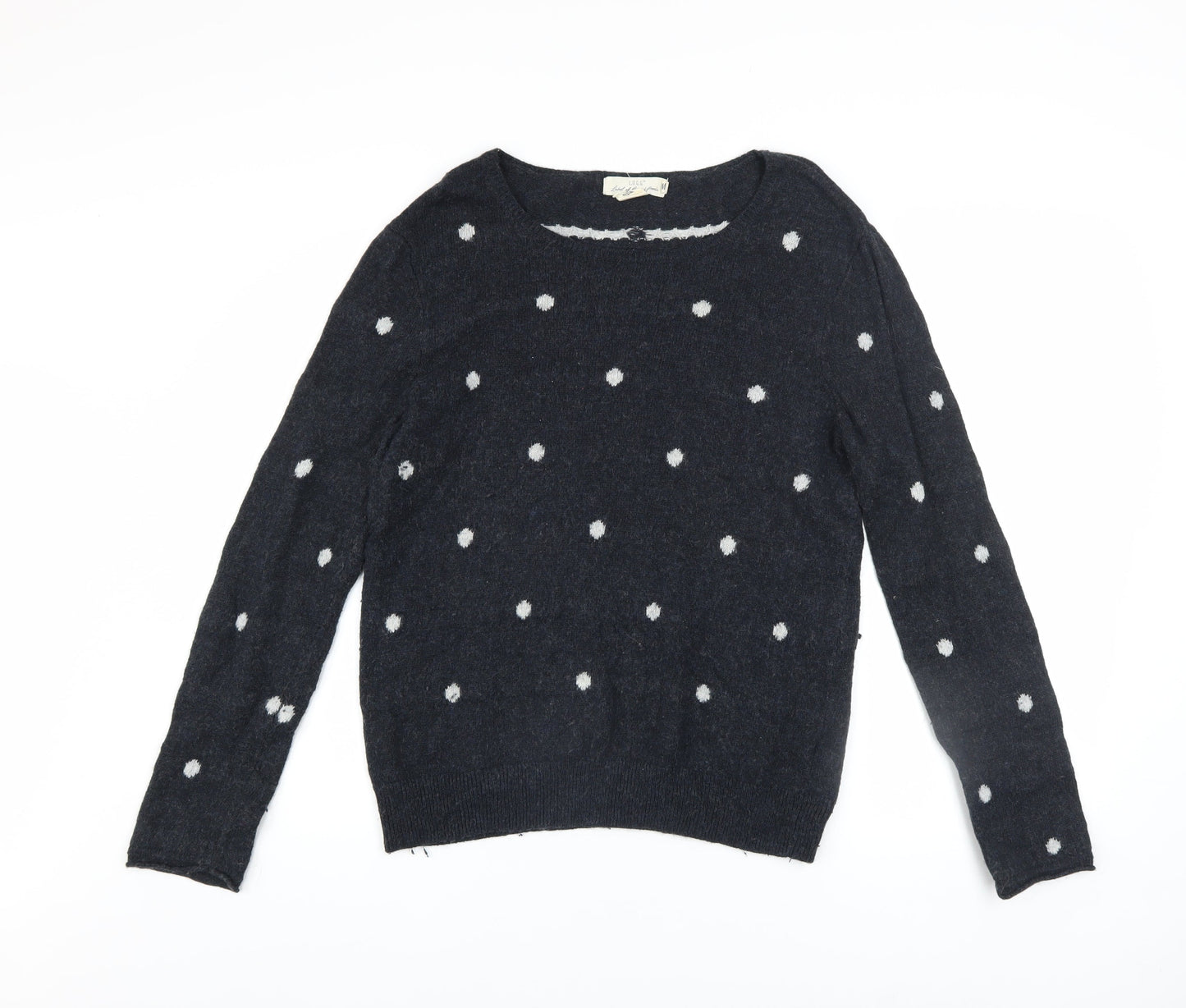 L.O.G.G. Womens Black Polka Dot Wool Blend Crew Neck Jumper Size M