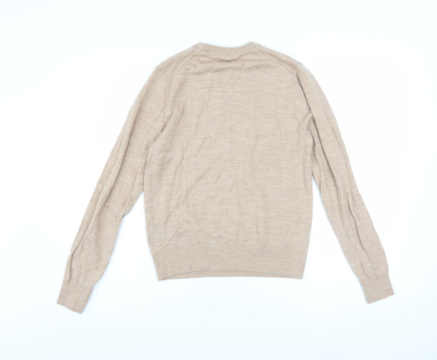 Uniqlo Women Beige 100% Wool Crew Neck Jumper XS