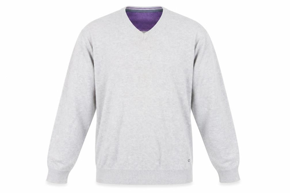 Peter Gribby Men's Grey 2XL V-Neck Cotton Jumper