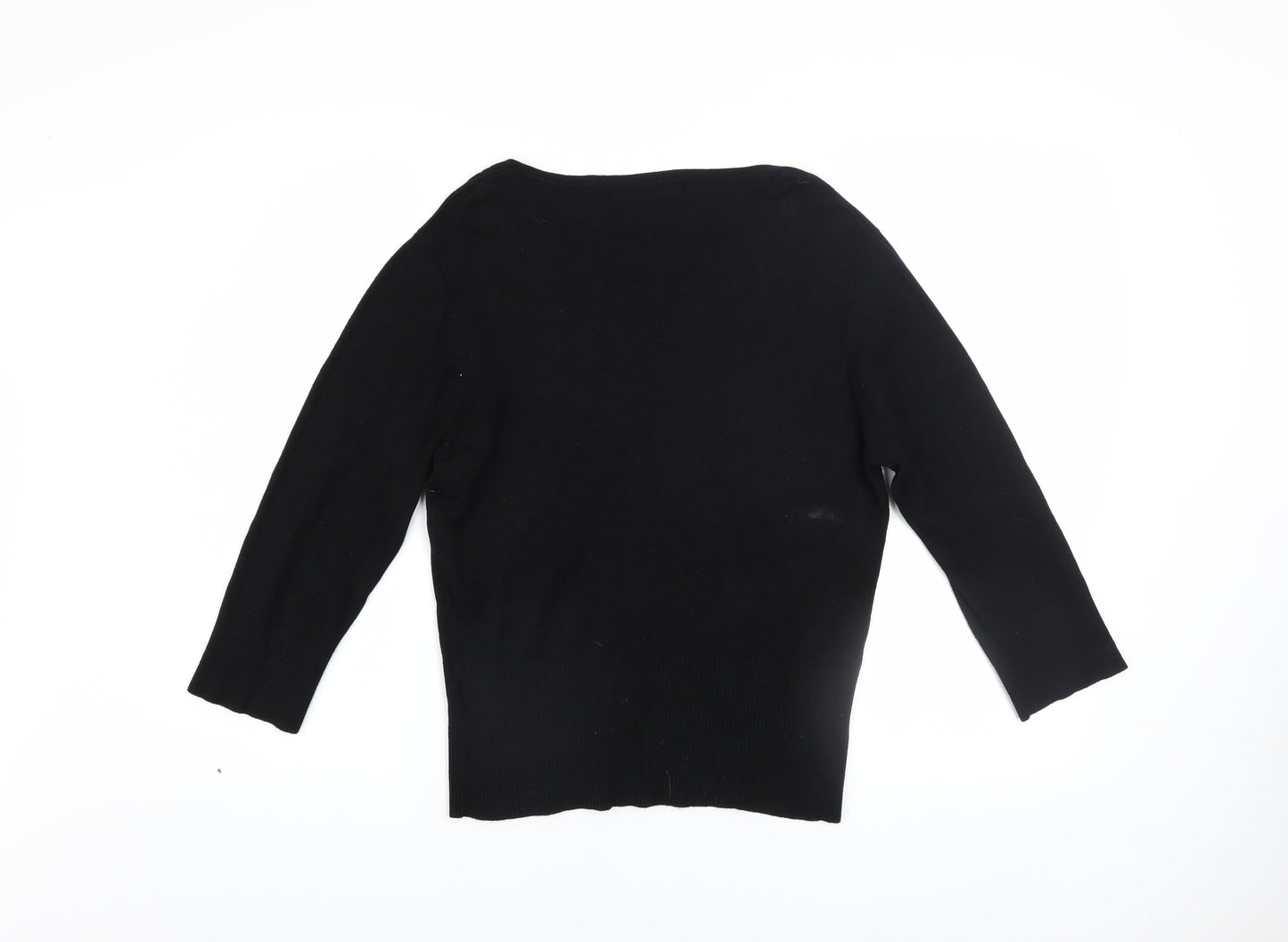 Bay Trading Womens Black V-Neck Knit Pullover Jumper Size 14