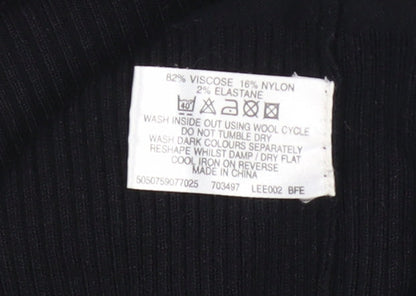 Bay Womens Black V-Neck Knit Pullover Jumper Size 14