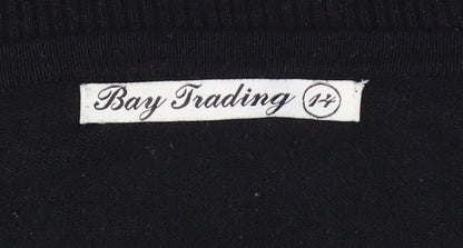 Bay Womens Black V-Neck Knit Pullover Jumper Size 14