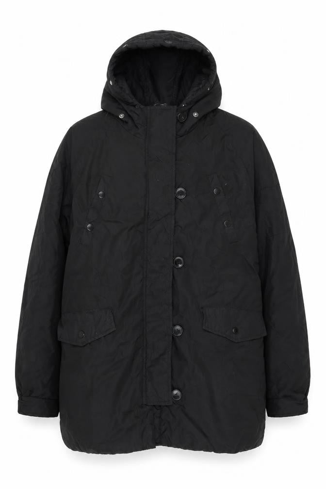 Boohoo Women's Black Long Hooded Puffer Jacket UK 12