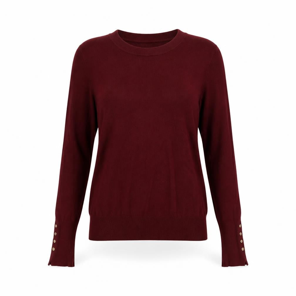 ZARA Women Red Crew Neck Long Sleeve Pullover Jumper Size S