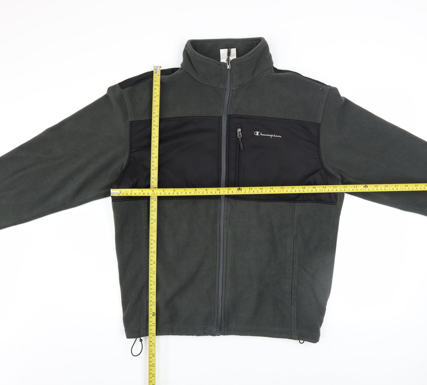 Champion Men's Grey Fleece Full Zip Jacket L Lightweight Wind Resistant