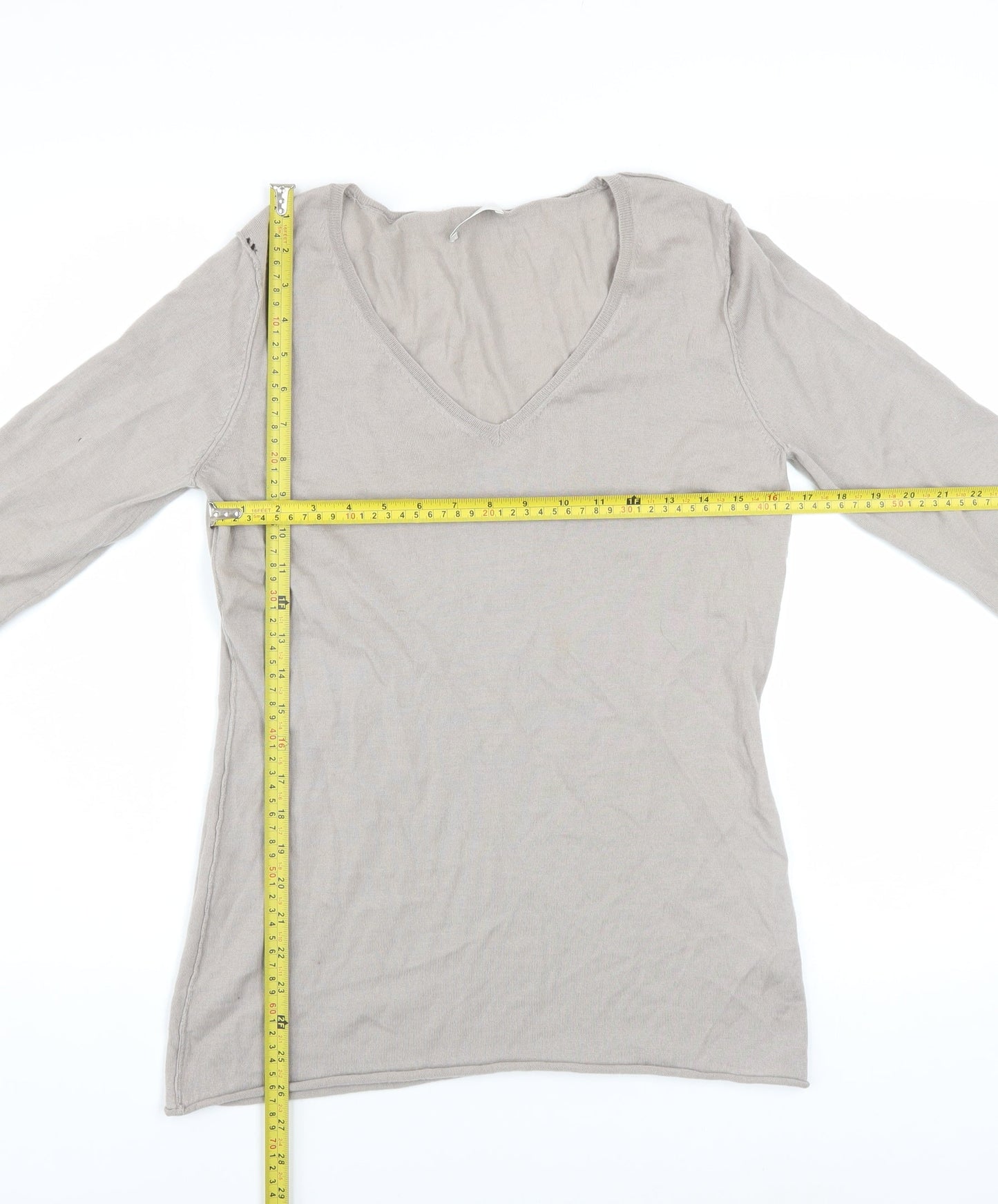 The White Company Women’s Beige Merino Wool V-Neck Jumper L
