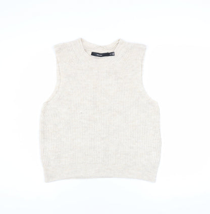 Vero Moda Women's Beige Knit Sleeveless Vest Medium