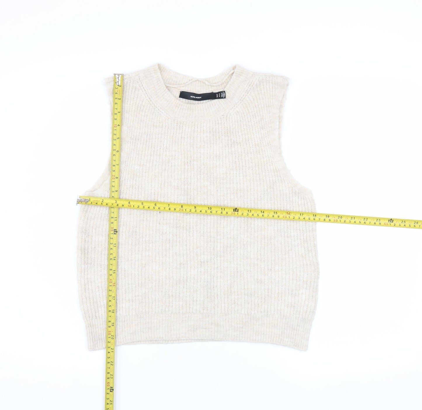 Vero Moda Women's Beige Knit Sleeveless Vest Medium