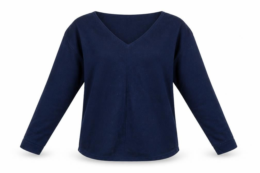 White Stuff Women's Blue V-Neck Cotton Jumper UK 12
