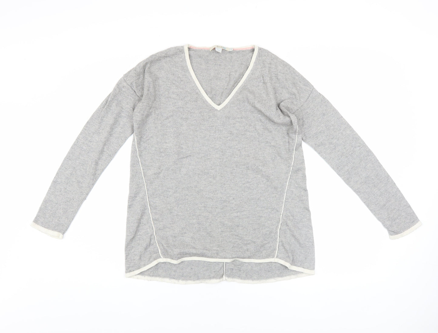 Boden Women's Grey V-Neck Wool Blend Pullover Jumper Size S