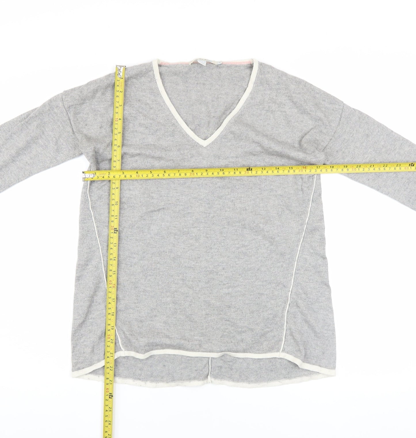 Boden Women's Grey V-Neck Wool Blend Pullover Jumper Size S