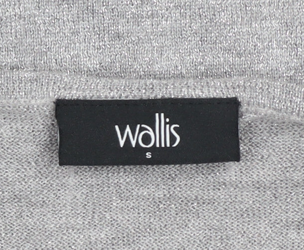 Wallis Women’s Grey Beaded V-Neck Short Sleeve Knit Blouse Size S