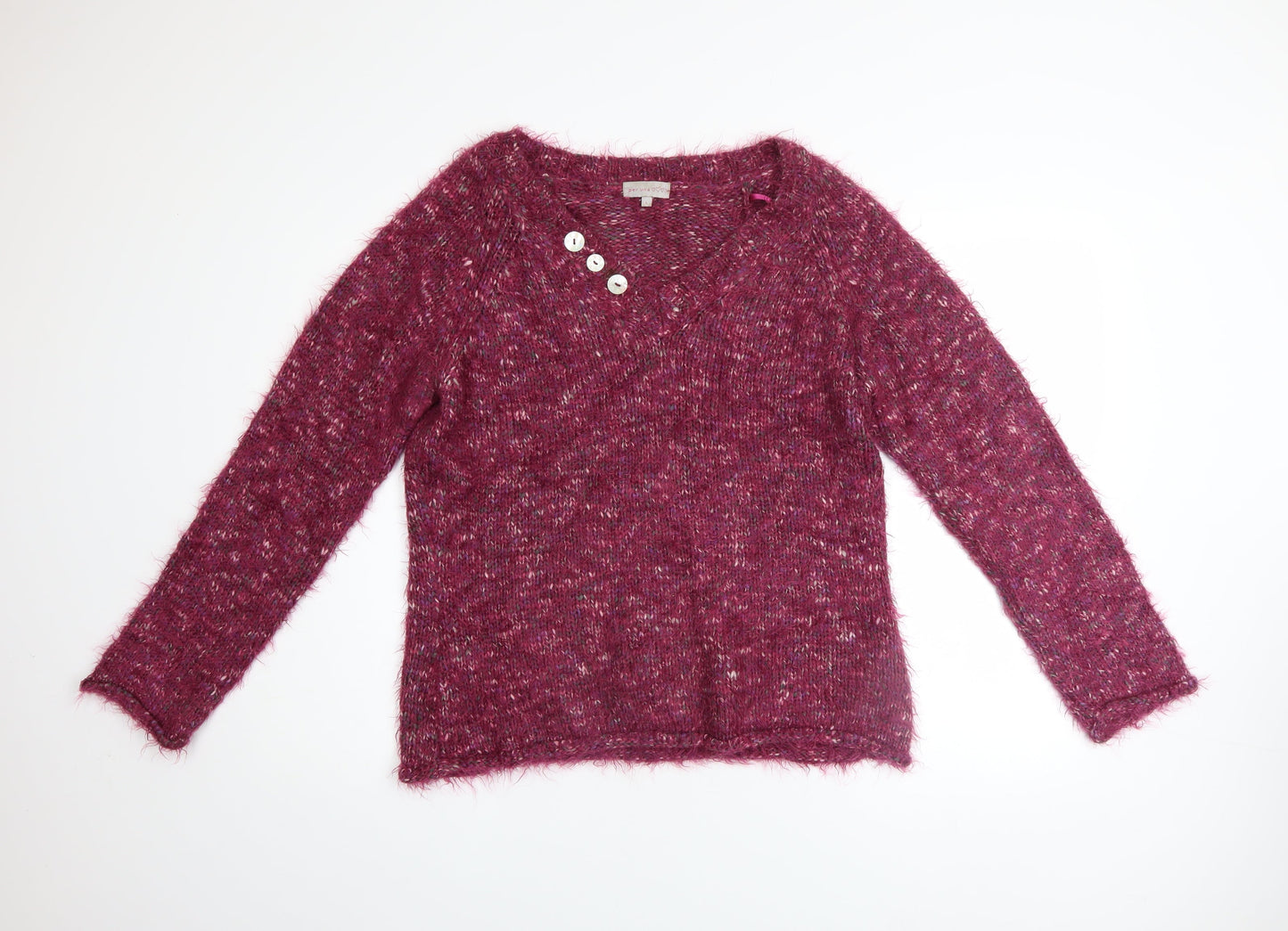 Marks and Spencer Per Una Women's Purple L V-Neck Long Sleeve Jumper