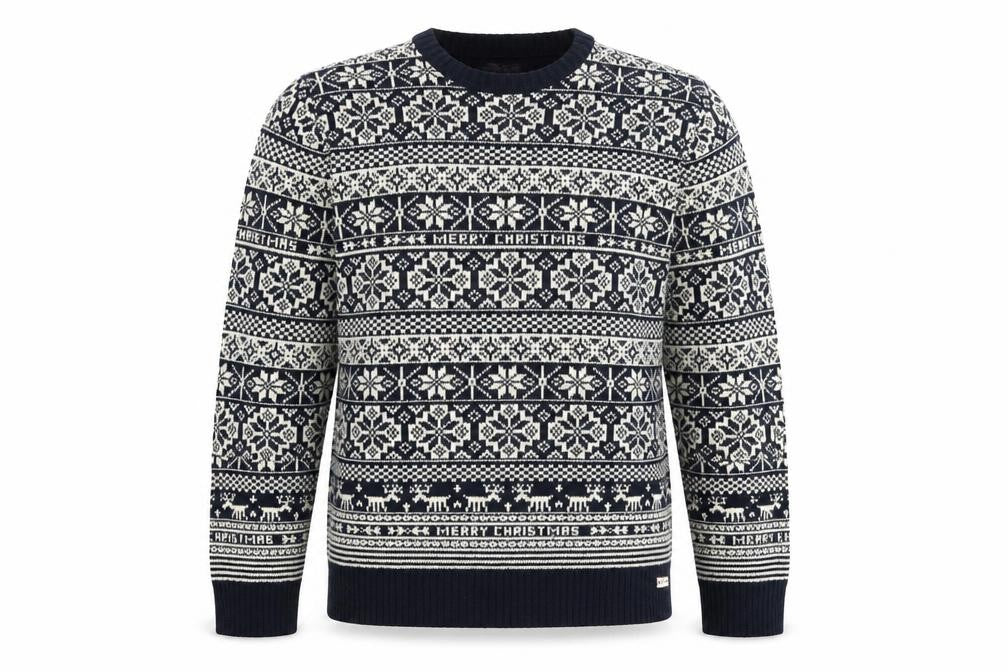 Lee Cooper Mens Blue Fair Isle Christmas Jumper Size L