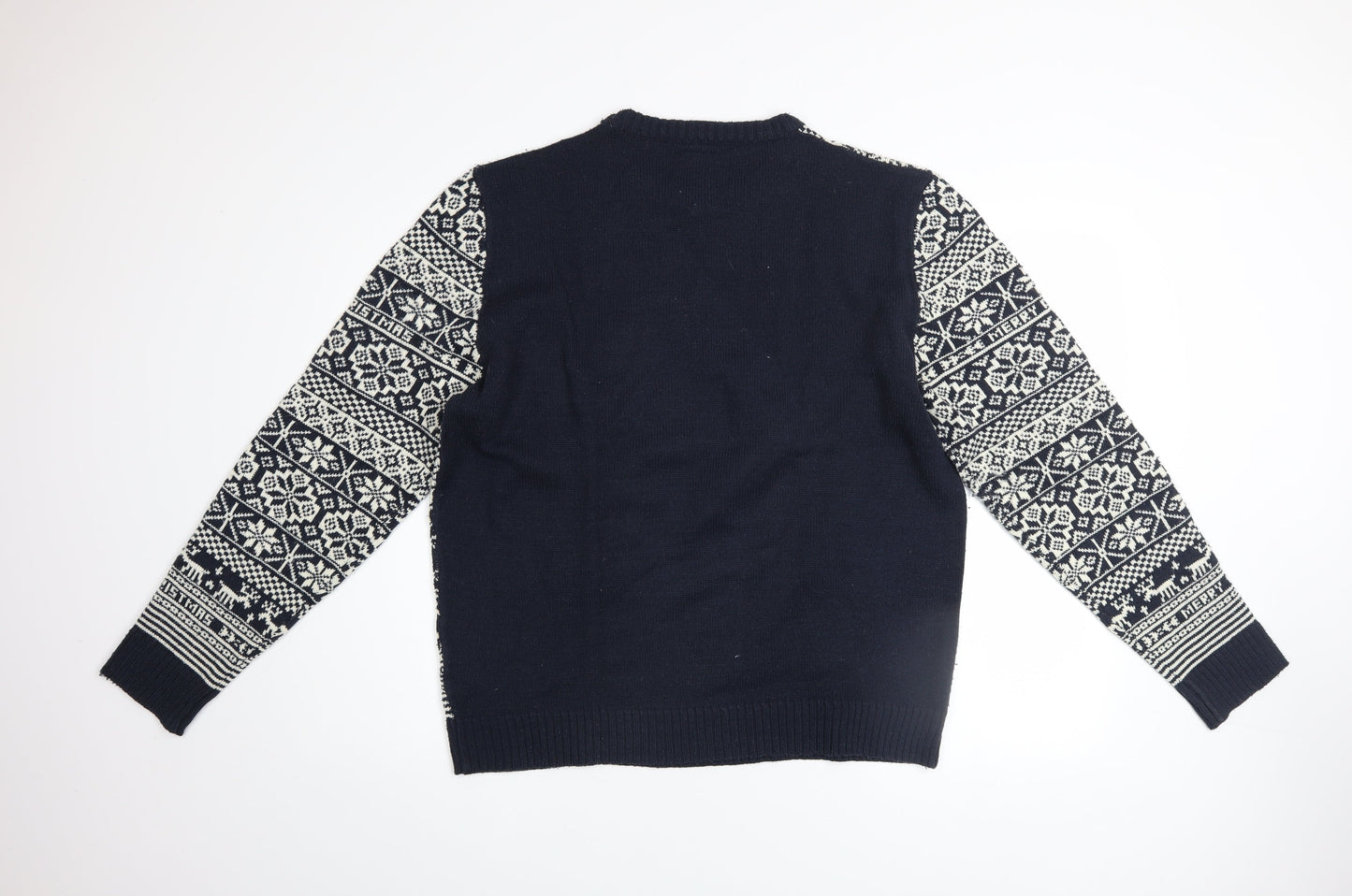 Lee Cooper Mens Blue Fair Isle Christmas Jumper Size L
