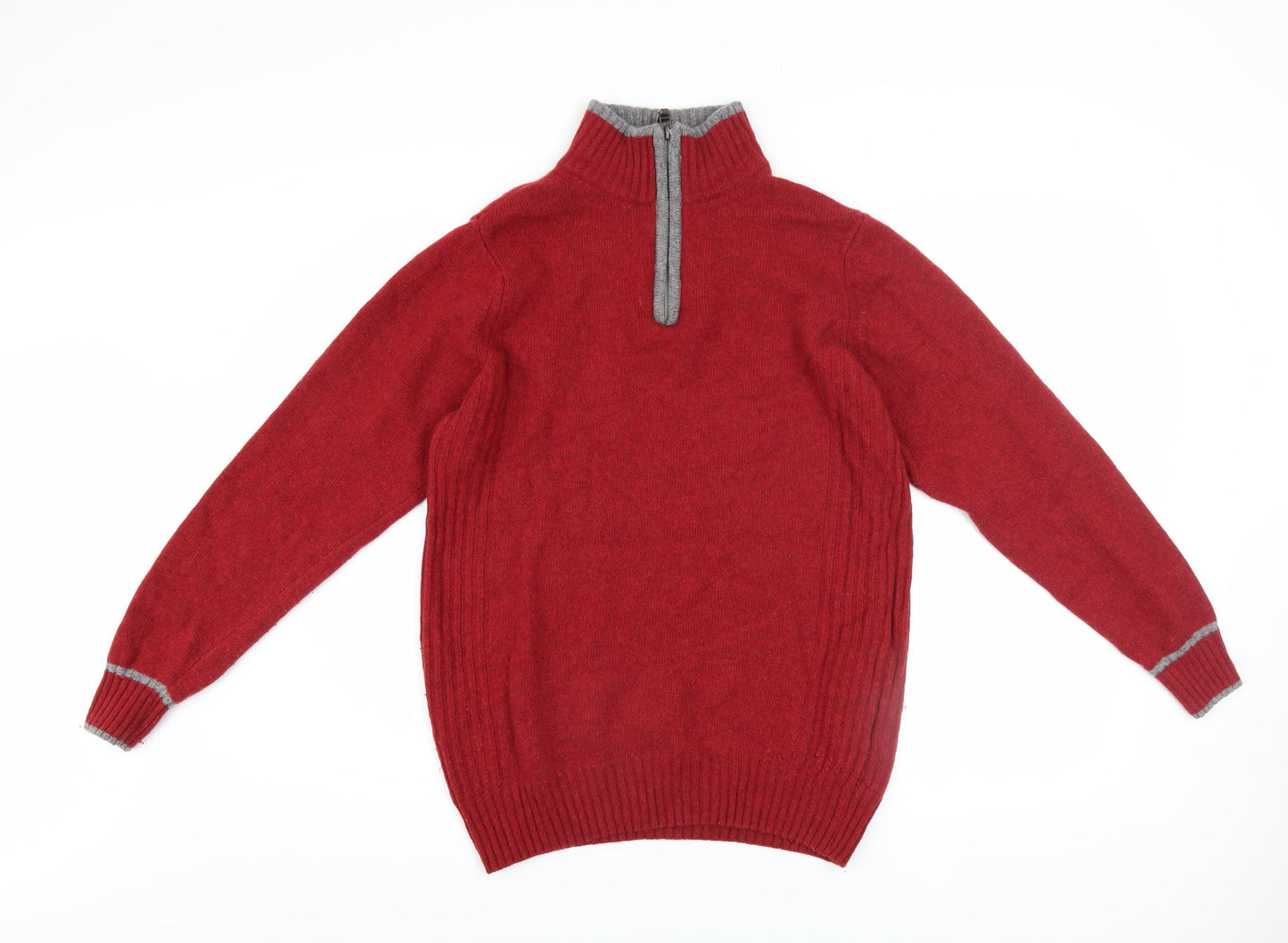 Next Men's Red Wool Blend 1/2 Zip Jumper Size S