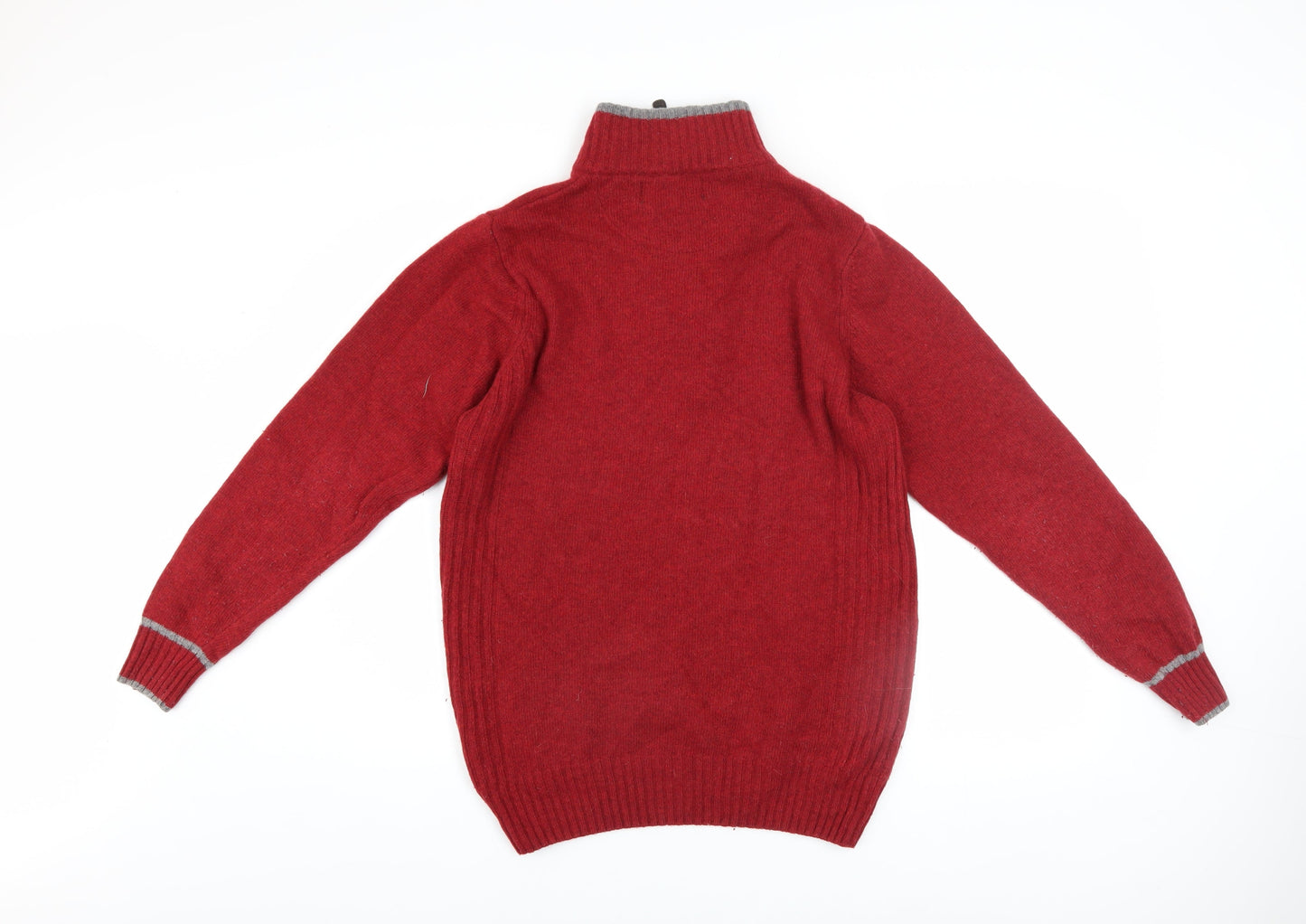 Next Men's Red Wool Blend 1/2 Zip Jumper Size S