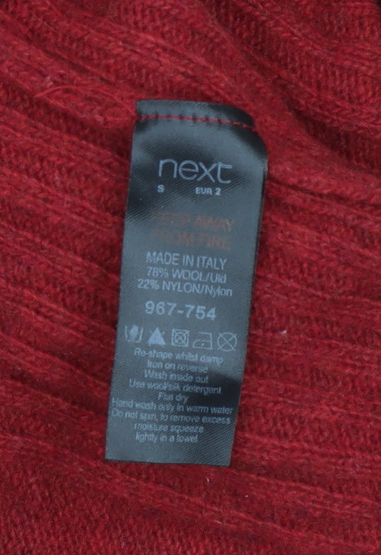 Next Men's Red Wool Blend 1/2 Zip Jumper Size S