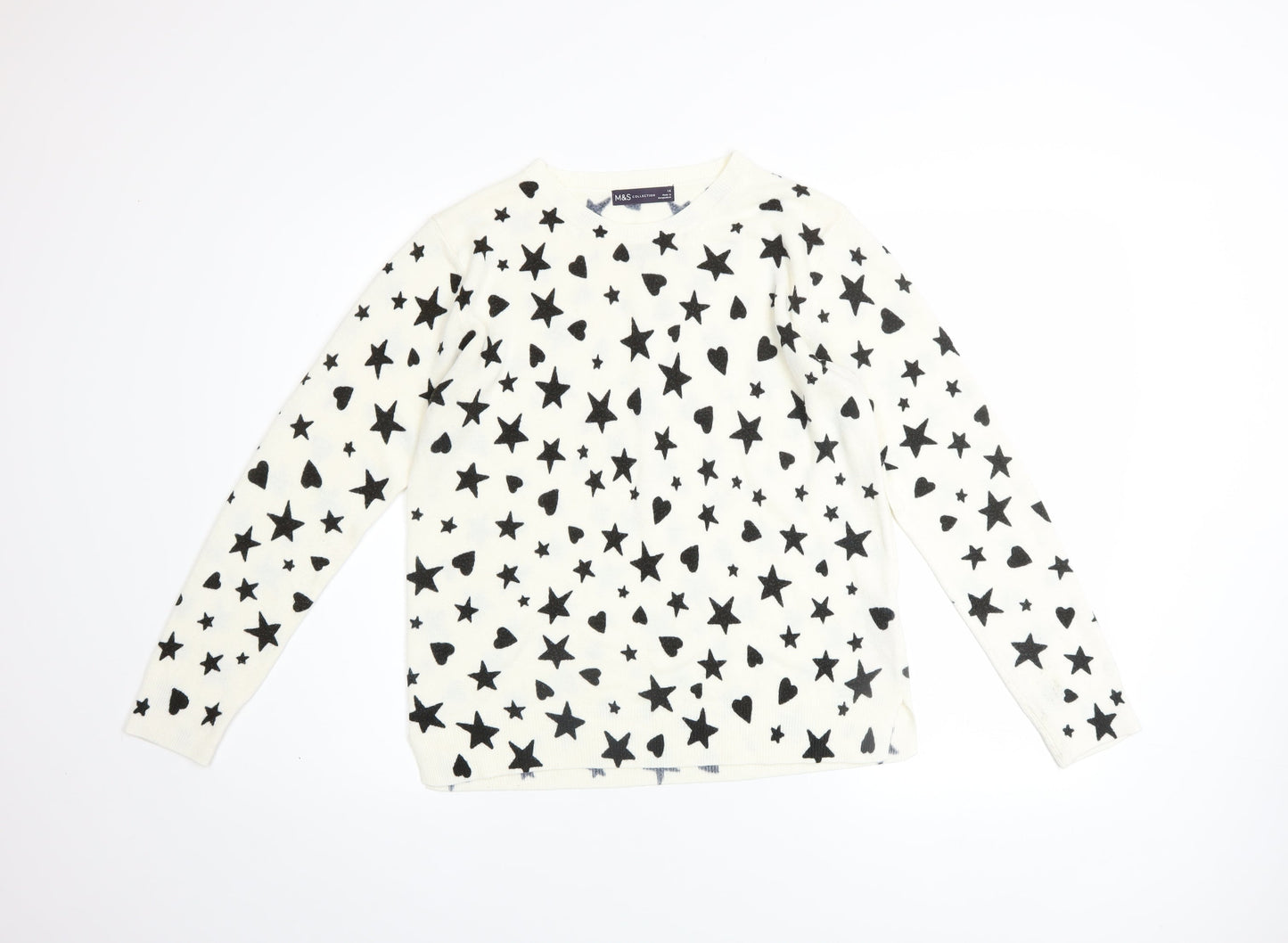 Marks and Spencer Women’s Ivory Star Print Acrylic Jumper Size 14