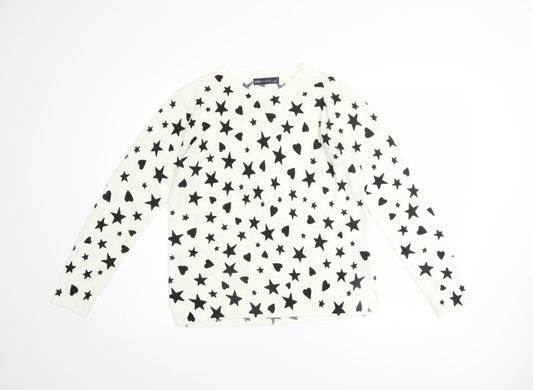 Marks and Spencer Women’s Ivory Star Print Acrylic Jumper Size 14