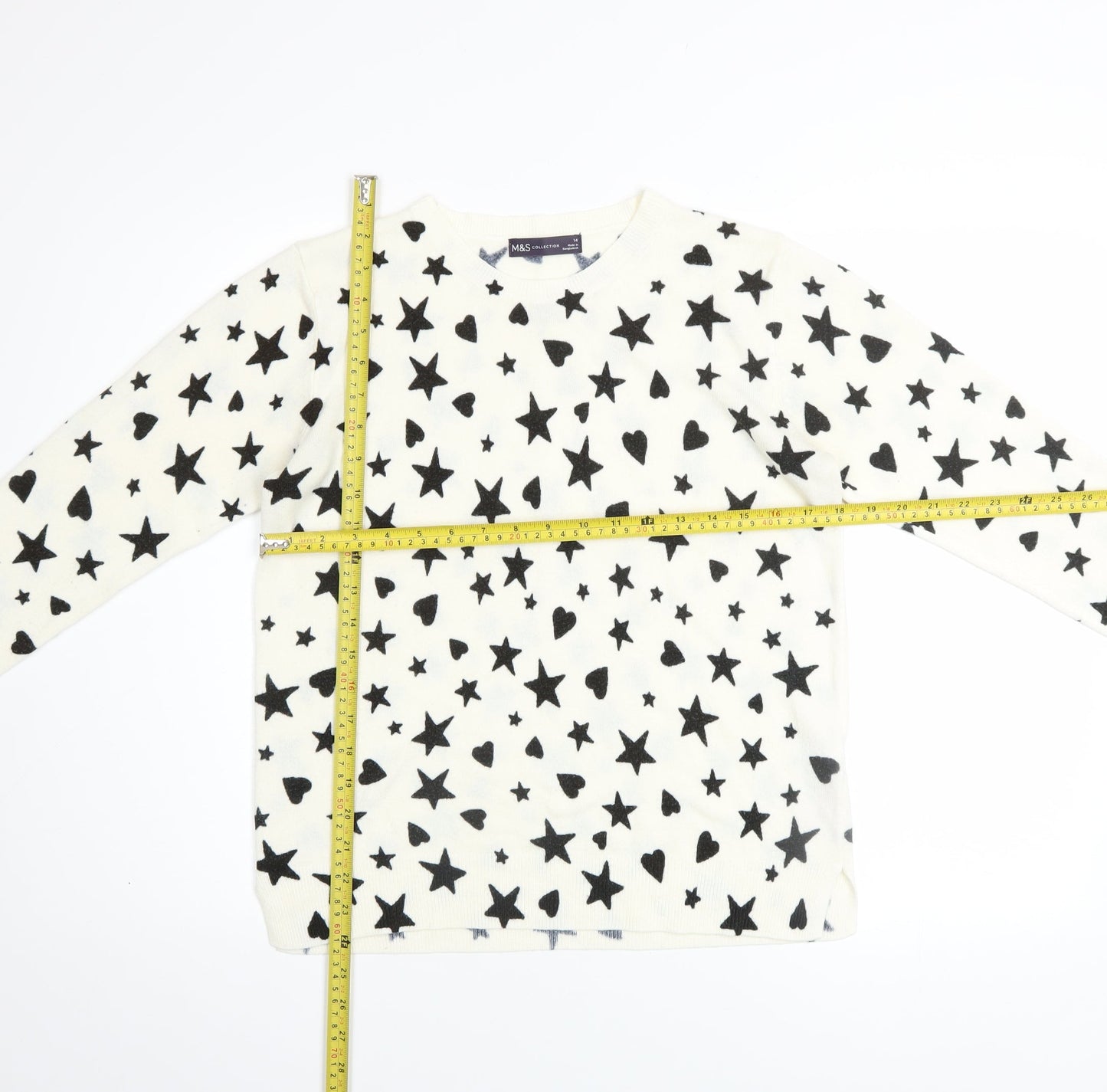 Marks and Spencer Women’s Ivory Star Print Acrylic Jumper Size 14
