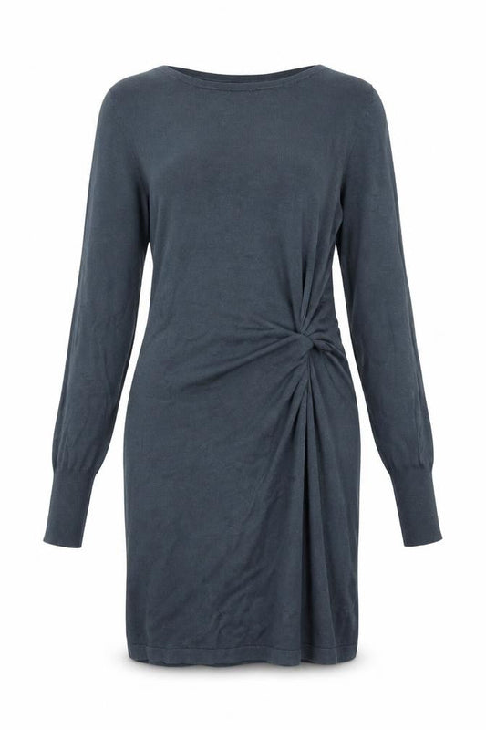 Next Women Grey Long Sleeve Ruched Bodycon Knit Dress Size 8