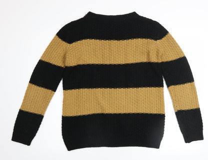 Forever 21 Women’s Black Beige Striped Cable Knit Jumper Medium
