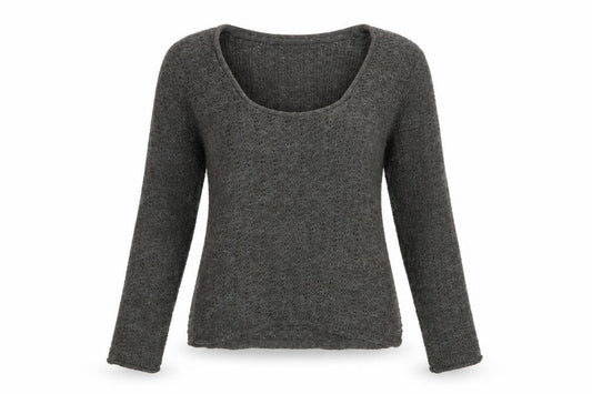 Next Women Grey Open-Knit Scoop Neck Jumper UK 14