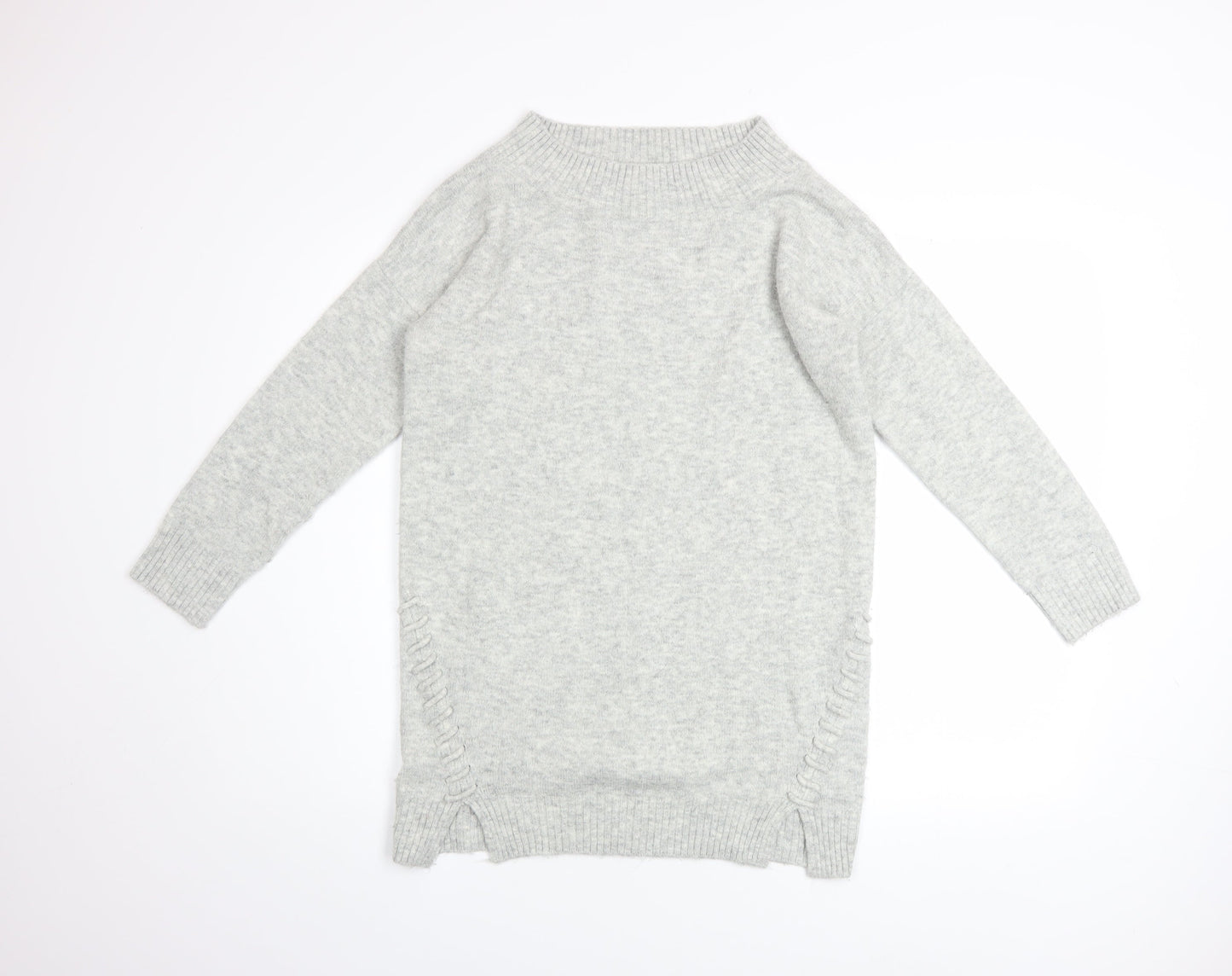 Miss Selfridge Petites Grey Knit Crew Neck Long Sleeve Jumper UK 10