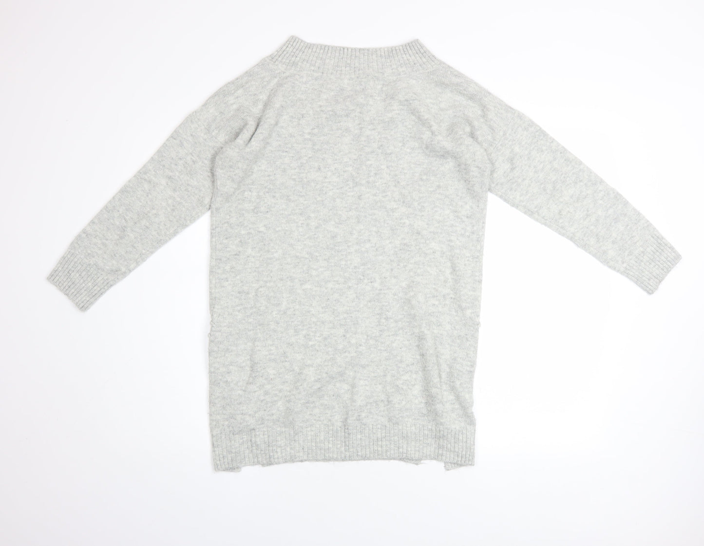 Miss Selfridge Petites Grey Knit Crew Neck Long Sleeve Jumper UK 10