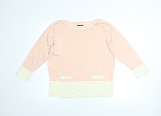 Roman Women’s Pink Boat Neck Long Sleeve Knit Jumper Size 18