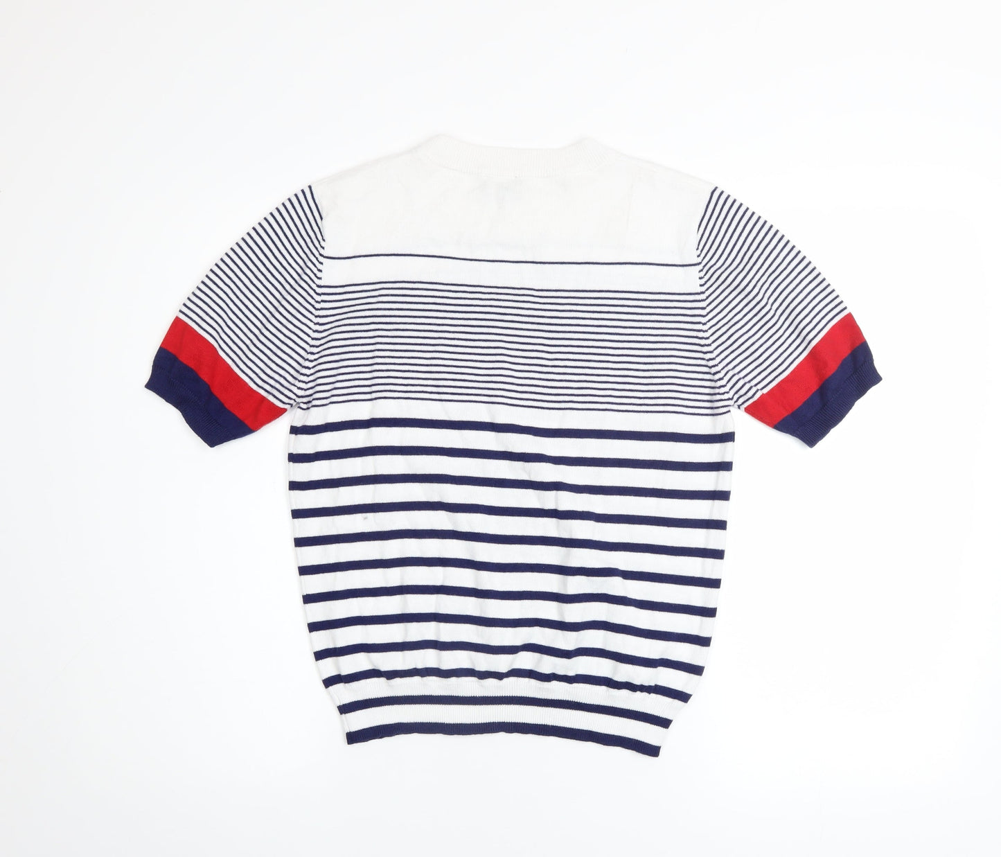 Pop England Womens Multicoloured Striped Knit Short Sleeve Top Size 4