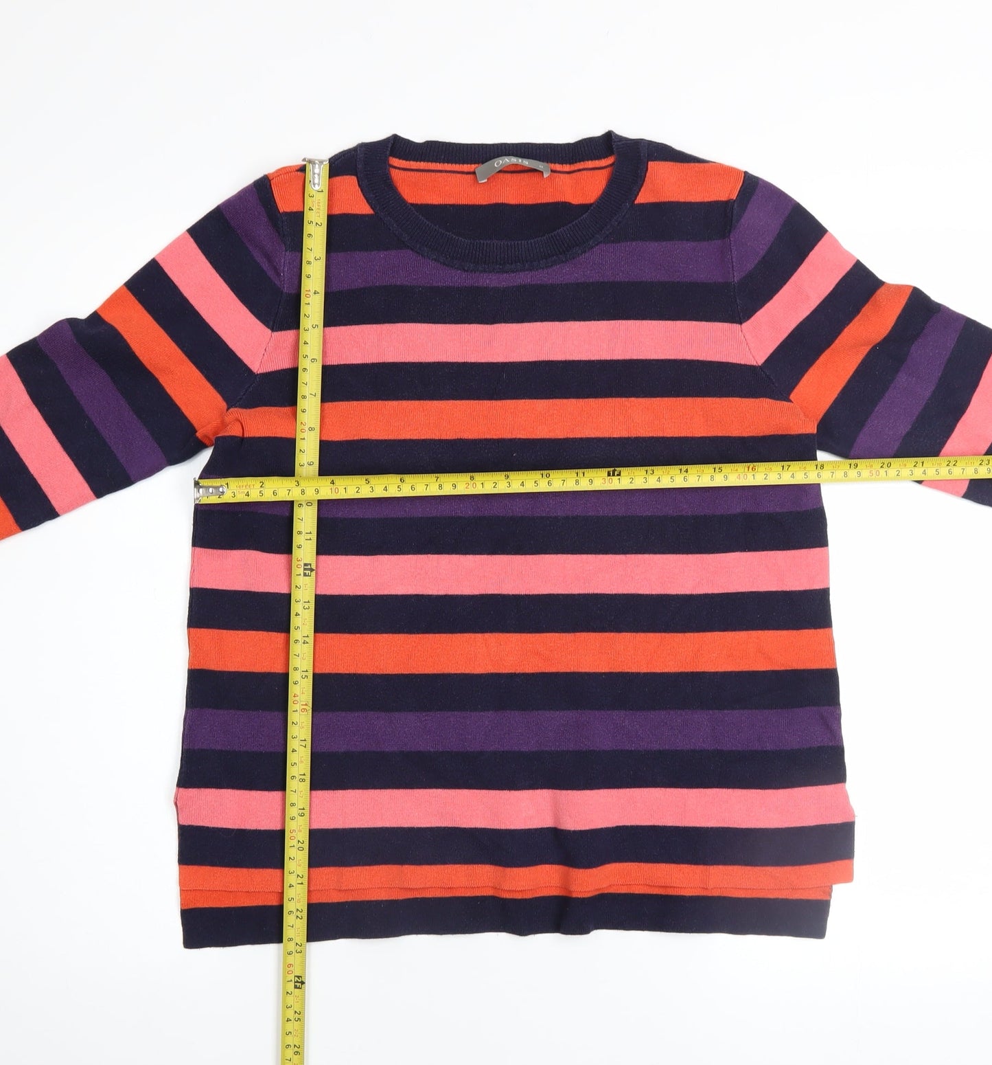 Oasis Women’s Multicoloured Striped Cotton Blend Jumper Size M