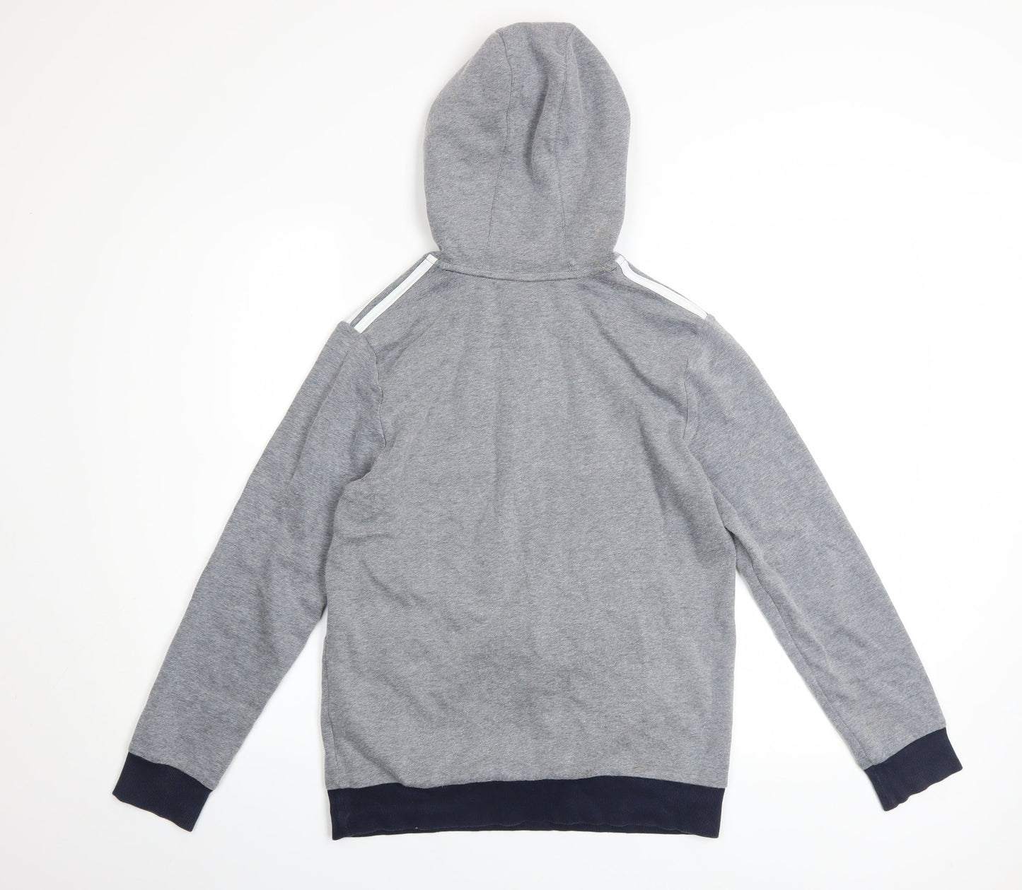 Adidas Boys Grey Half Zip Hoodie 13-14 Years Cotton Blend Hooded Sweatshirt
