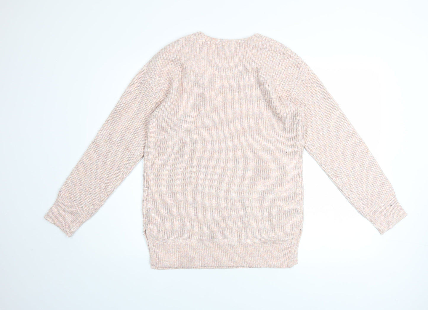 Marks and Spencer Women's Beige V-Neck Knit Jumper Size S