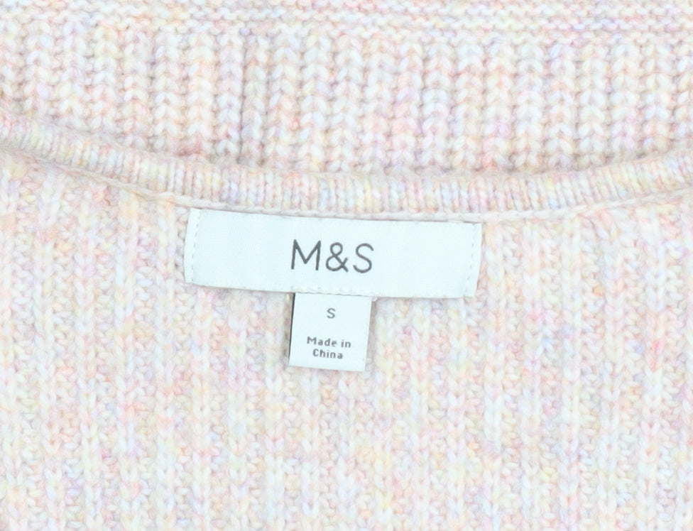 Marks and Spencer Women's Beige V-Neck Knit Jumper Size S