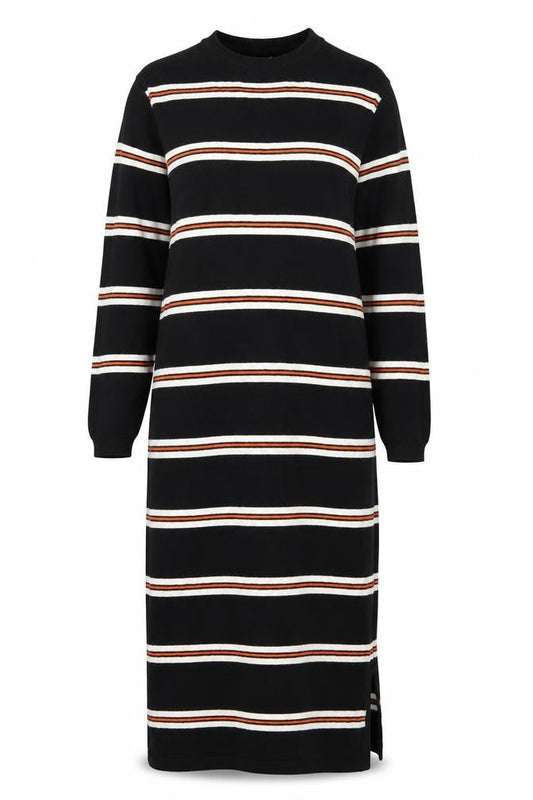 People Tree Women’s Black Striped Jumper Dress Size 10 Organic Cotton