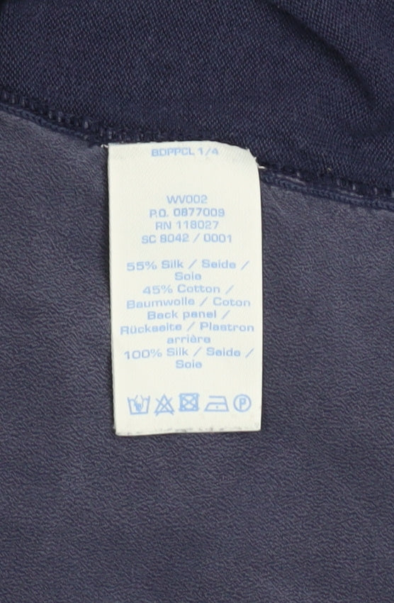 Boden Women Blue Silk Cotton Long Sleeve Round Neck Pullover Jumper UK 8