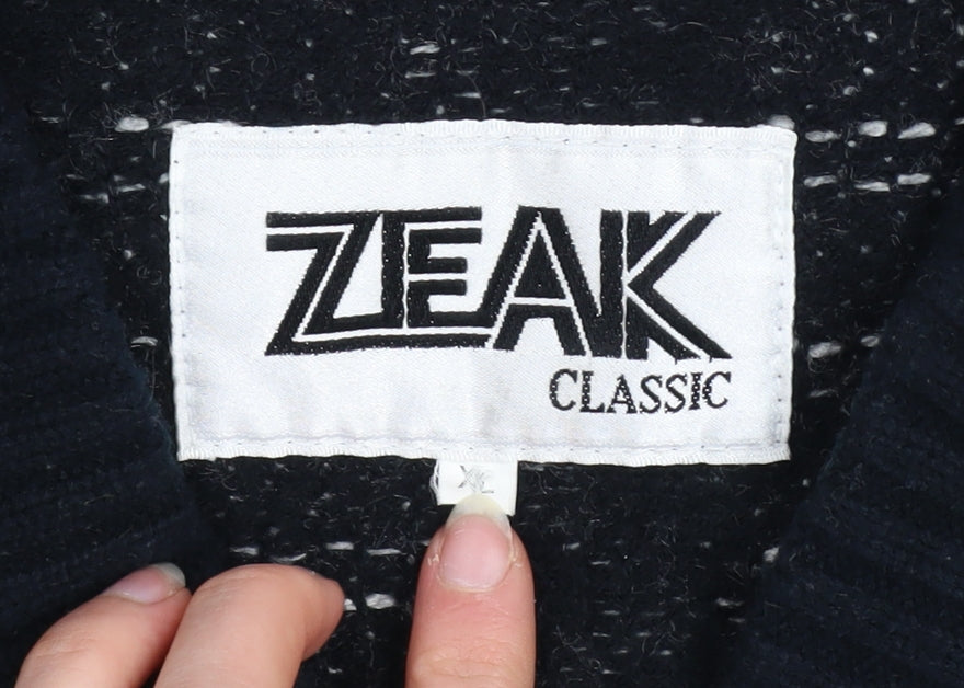 Zeak Classic Men's Black Grey Patterned Cardigan XL Acrylic Knit