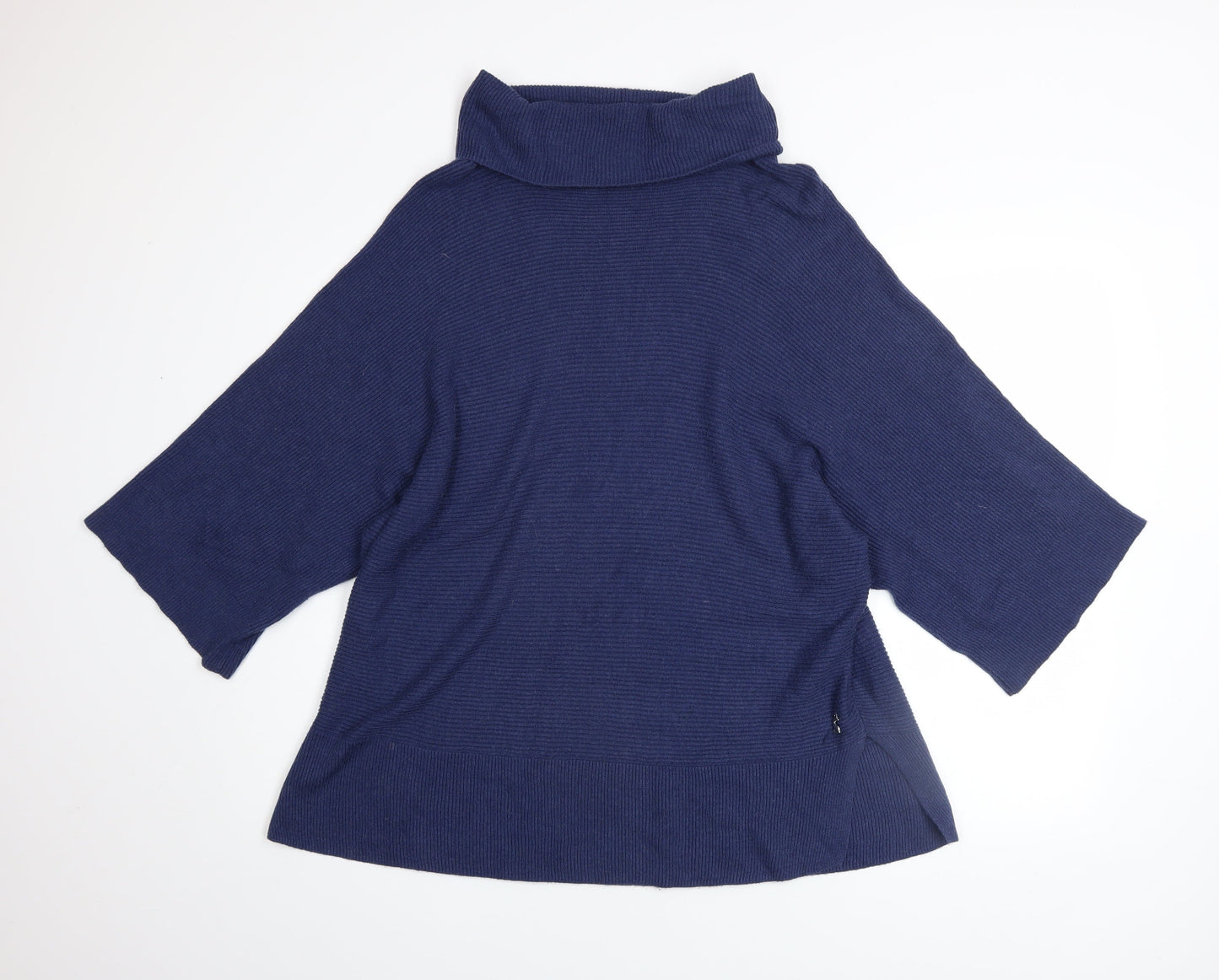 Joules Women’s Blue Roll Neck Knit Jumper Size 14 3/4 Sleeve