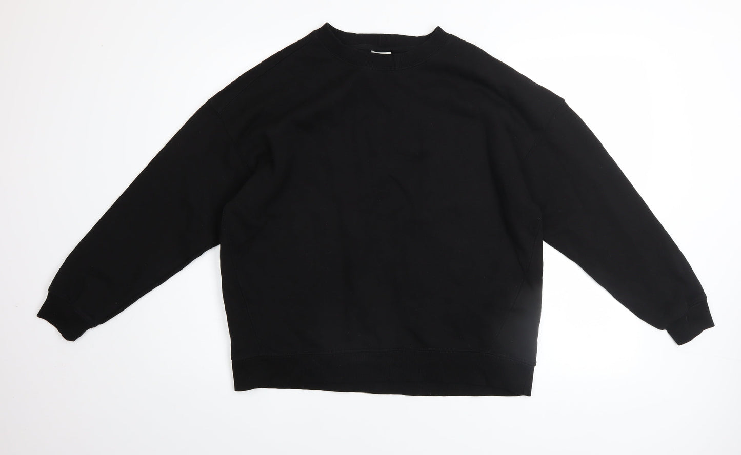Pull&Bear Womens Black Cotton Crew Neck Pullover Sweatshirt M