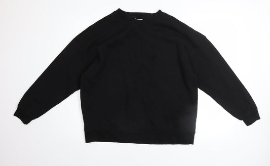 Pull&Bear Womens Black Cotton Crew Neck Pullover Sweatshirt M